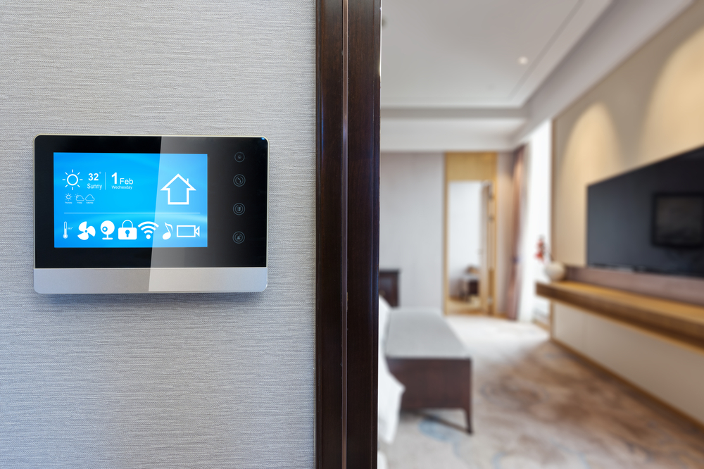 digital screen on wall with modern luxury living room