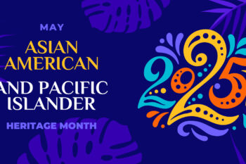 Asian american, native hawaiian and pacific islander heritage month 2025. Vector banner for social media. Illustration with text. Asian Pacific American Heritage Month on blue background
